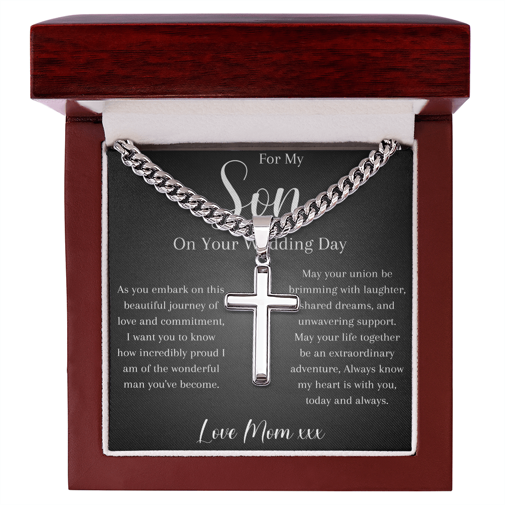 Gift For Son On His Wedding Day, Personalized Necklace From Mom