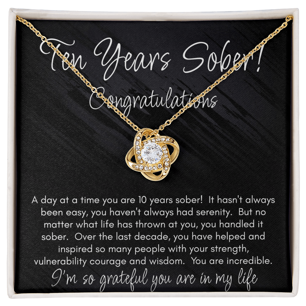 10 Years Sober Necklace – A Decade of Strength, Courage & Recovery