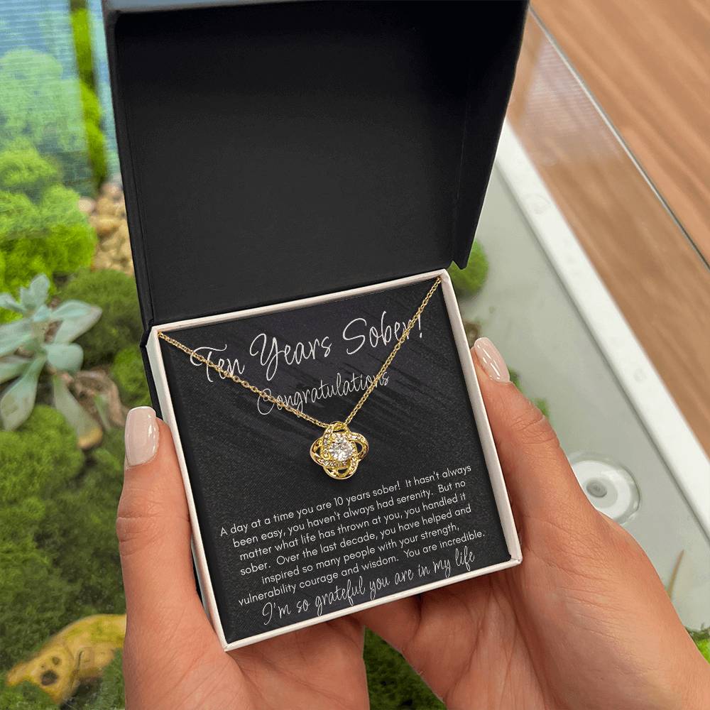 10 Years Sober Necklace – A Decade of Strength, Courage & Recovery