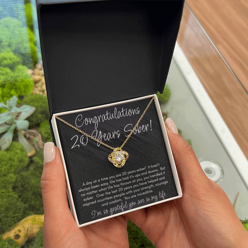 20 Years Sober Necklace – Celebrating Two Decades of Recovery, Strength & Hope