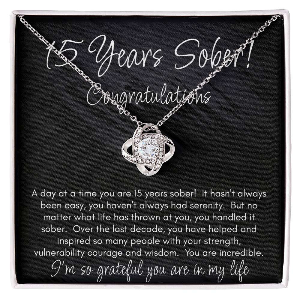 15 Years Sober Necklace – Celebrating an Incredible Journey of Strength & Courage