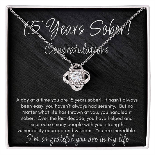 15 Years Sober Necklace – Celebrating an Incredible Journey of Strength & Courage