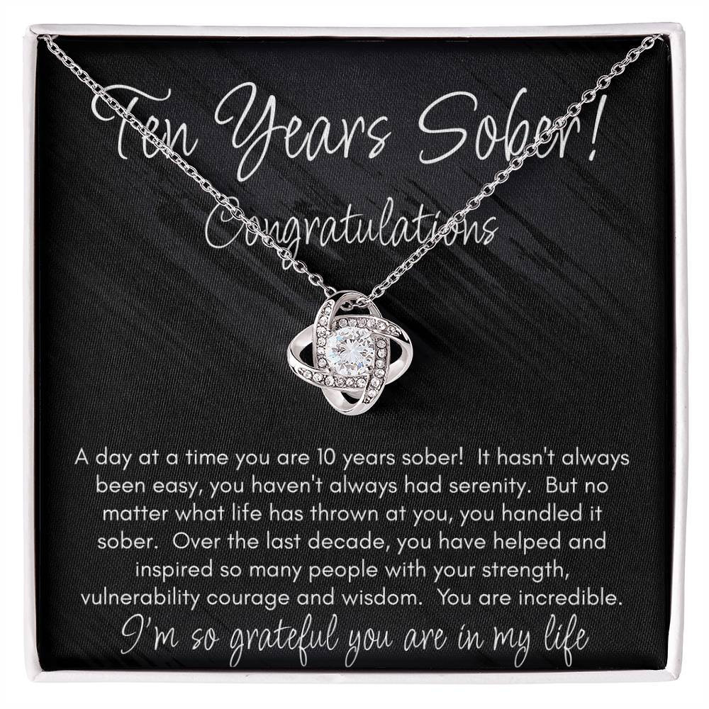 10 Years Sober Necklace – A Decade of Strength, Courage & Recovery