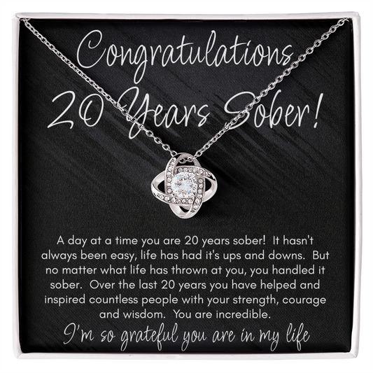 20 Years Sober Necklace – Celebrating Two Decades of Recovery, Strength & Hope