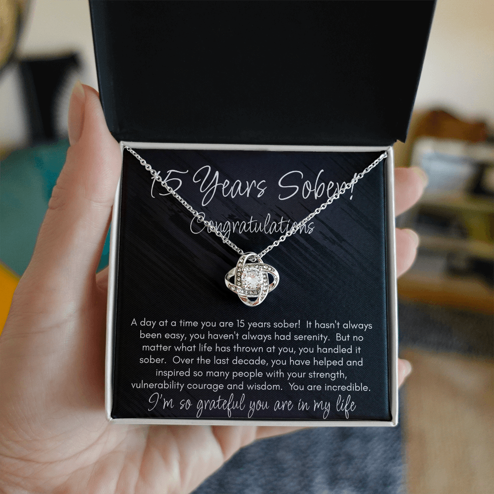 15 Years Sober Necklace – Celebrating an Incredible Journey of Strength & Courage