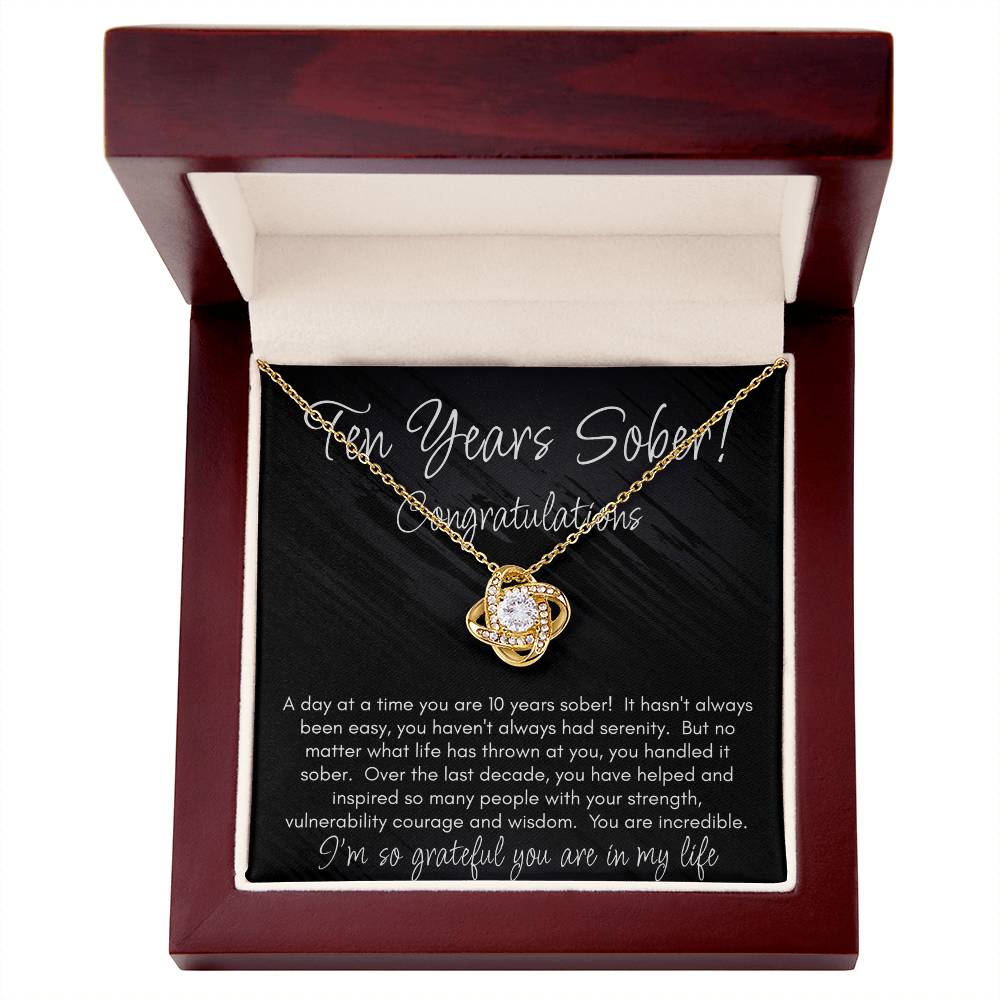 10 Years Sober Necklace – A Decade of Strength, Courage & Recovery