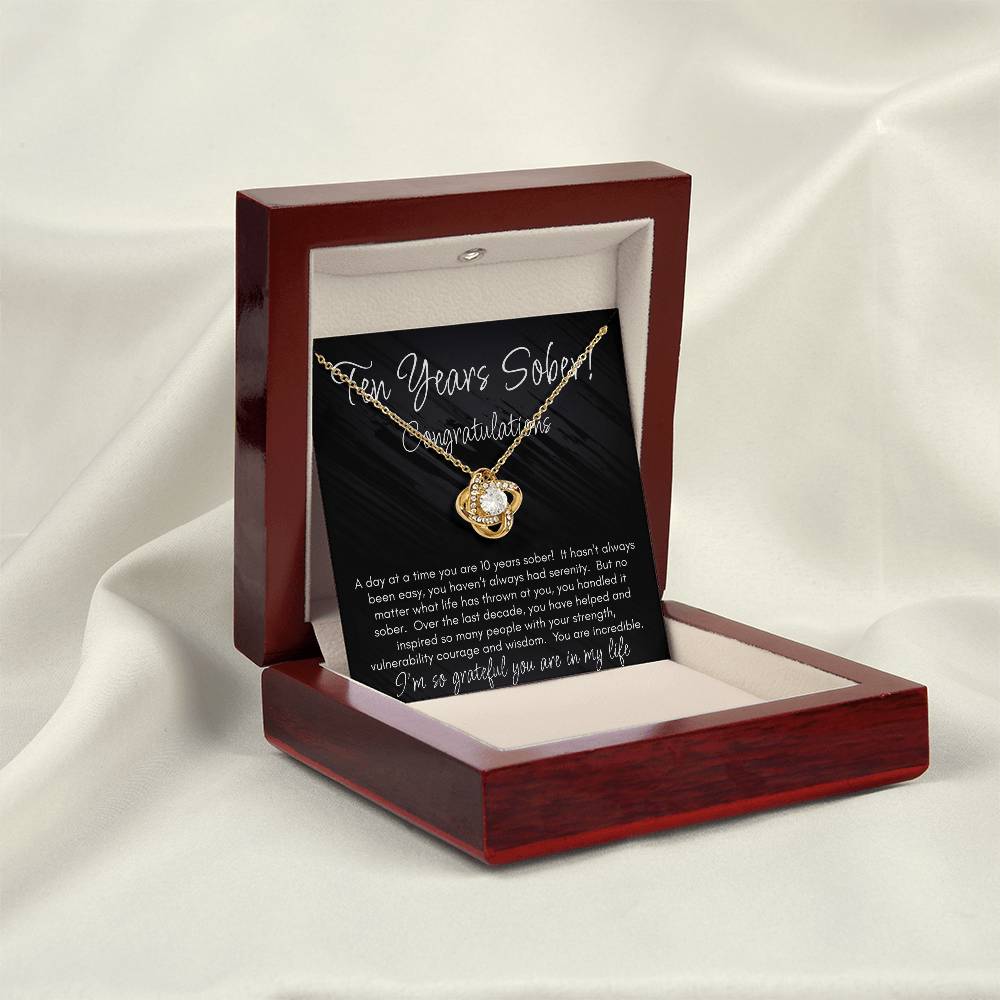 10 Years Sober Necklace – A Decade of Strength, Courage & Recovery
