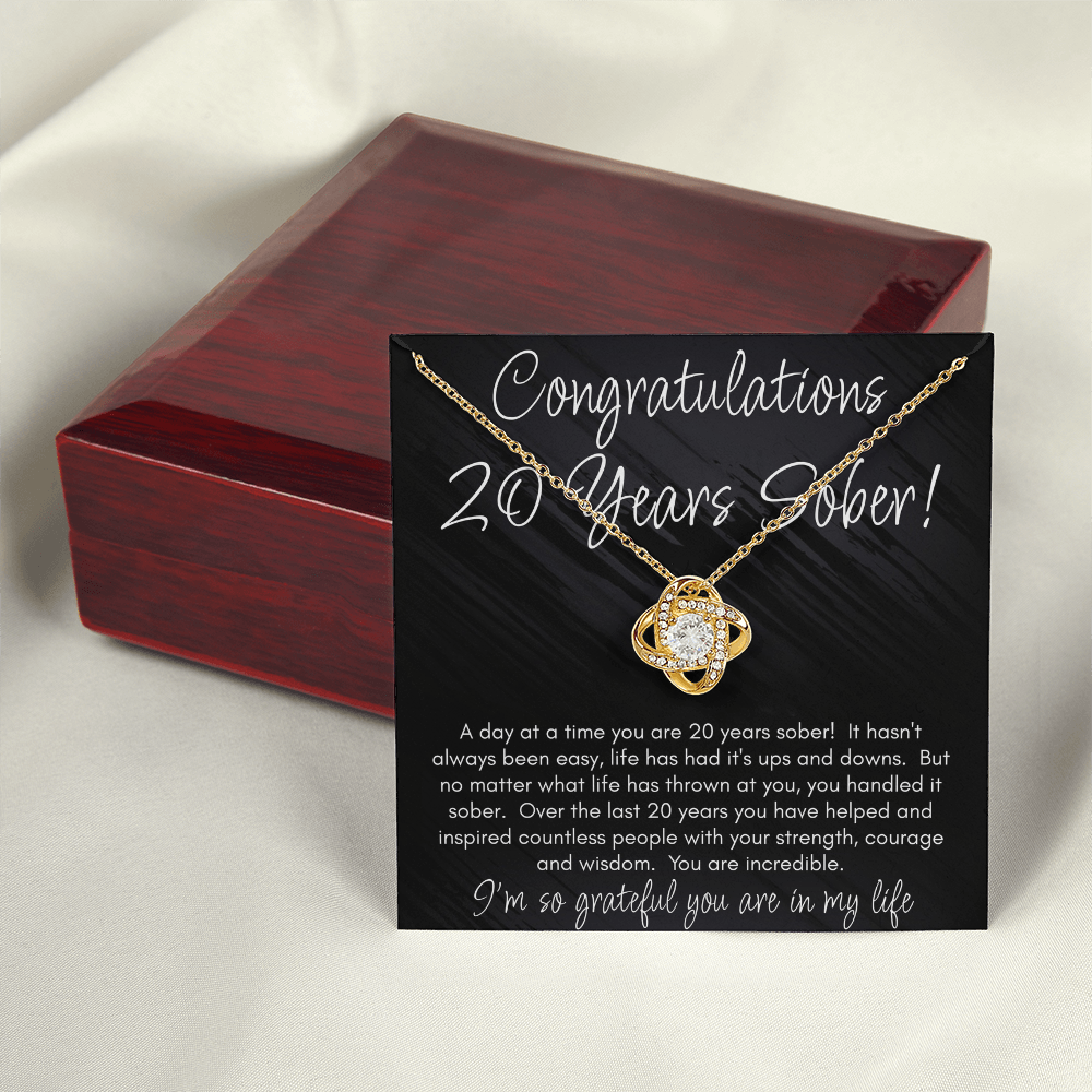 20 Years Sober Necklace – Celebrating Two Decades of Recovery, Strength & Hope