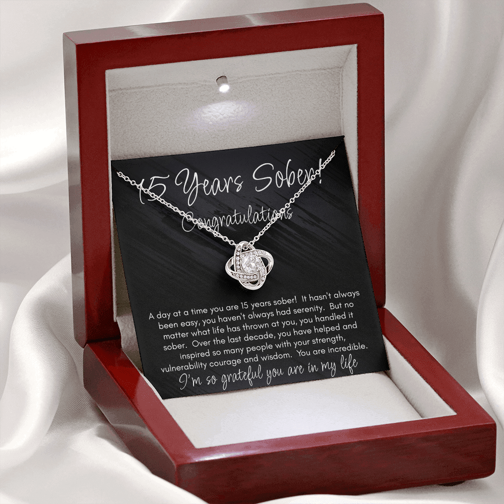 15 Years Sober Necklace – Celebrating an Incredible Journey of Strength & Courage