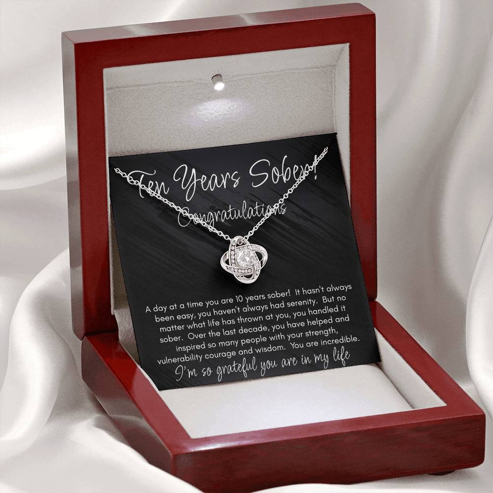 10 Years Sober Necklace – A Decade of Strength, Courage & Recovery