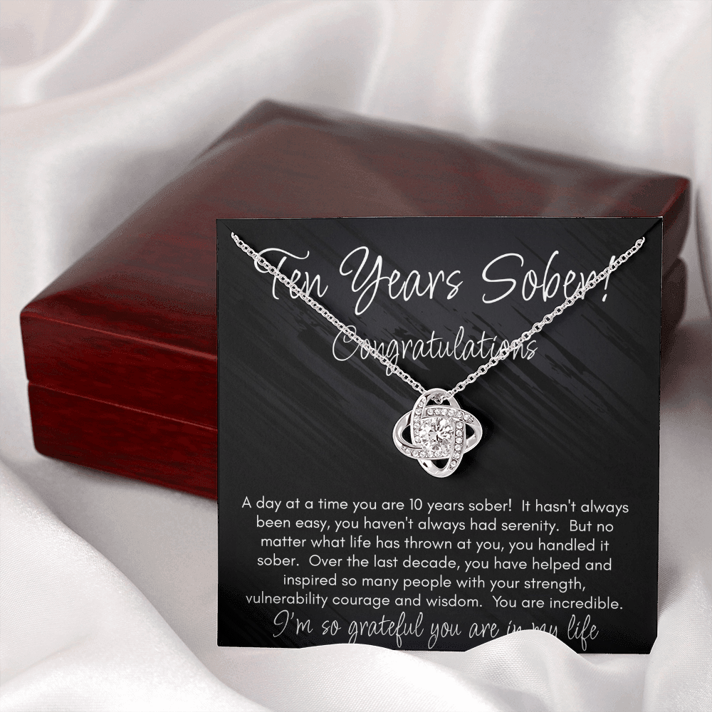 10 Years Sober Necklace – A Decade of Strength, Courage & Recovery