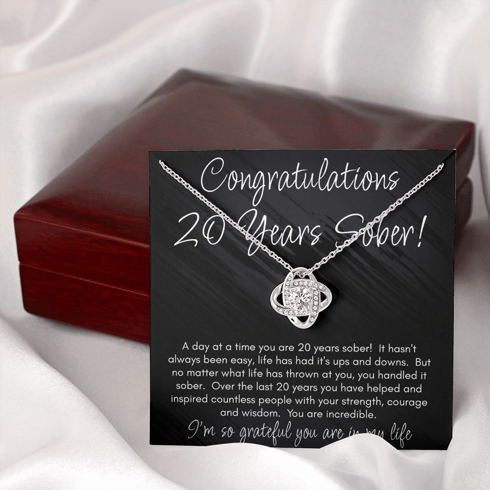 20 Years Sober Necklace – Celebrating Two Decades of Recovery, Strength & Hope
