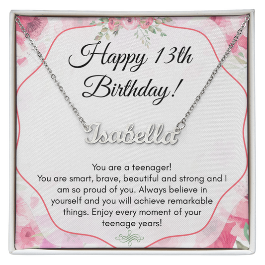 Personalized Name Necklace For A Girls 13th Birthday