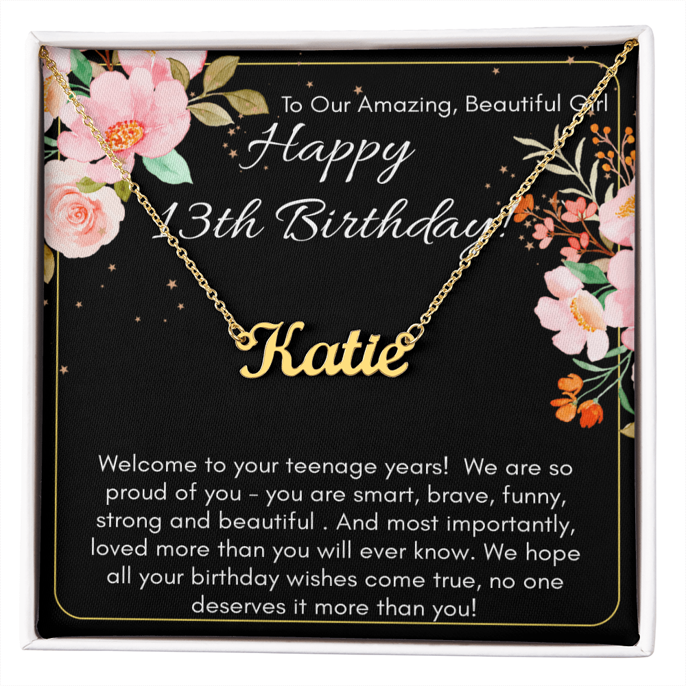 Personalized Name Necklace For A Girls 13th Birthday