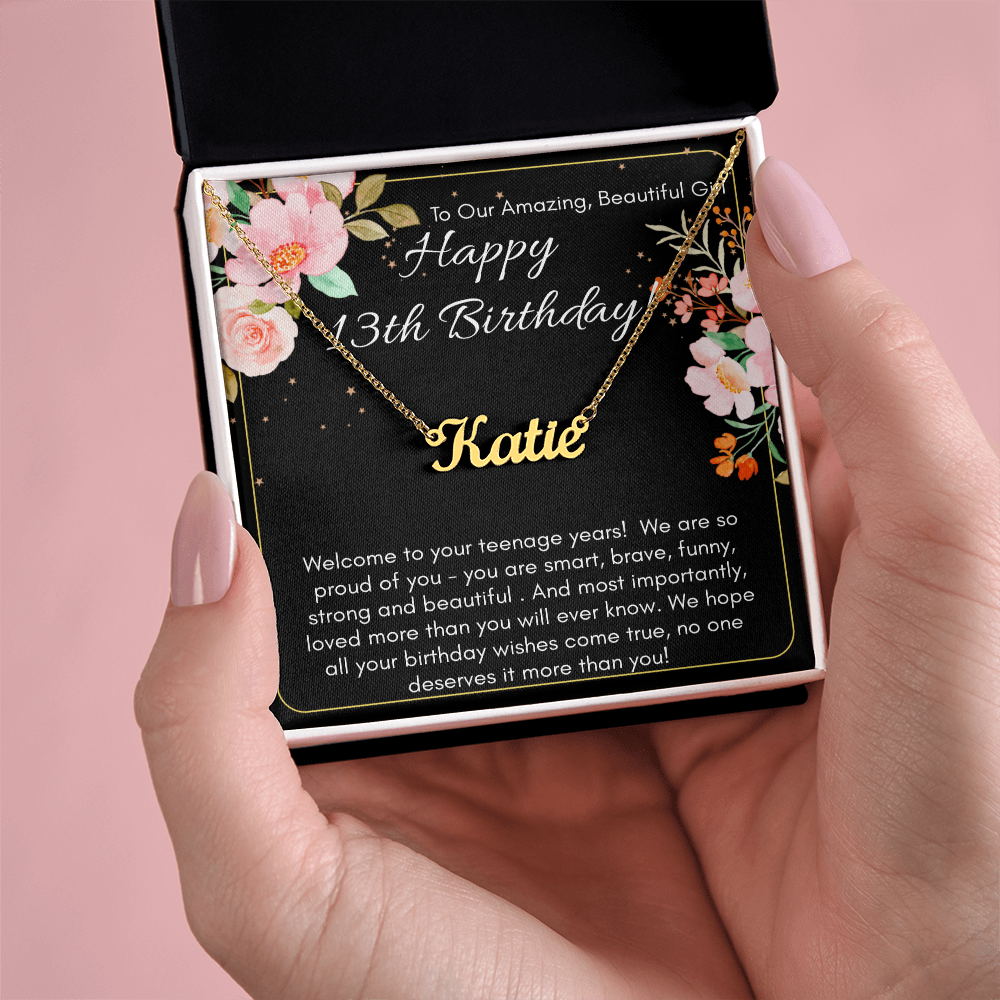 Personalized Name Necklace For A Girls 13th Birthday