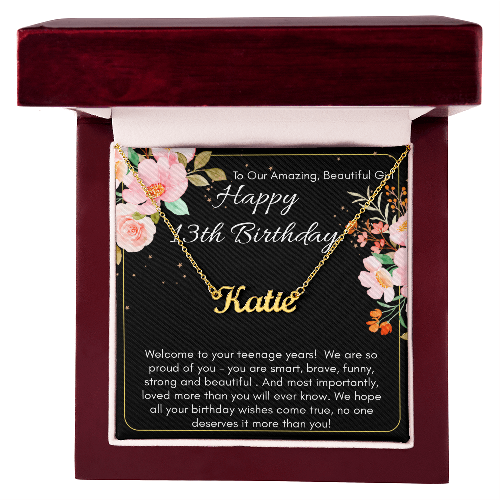 Personalized Name Necklace For A Girls 13th Birthday