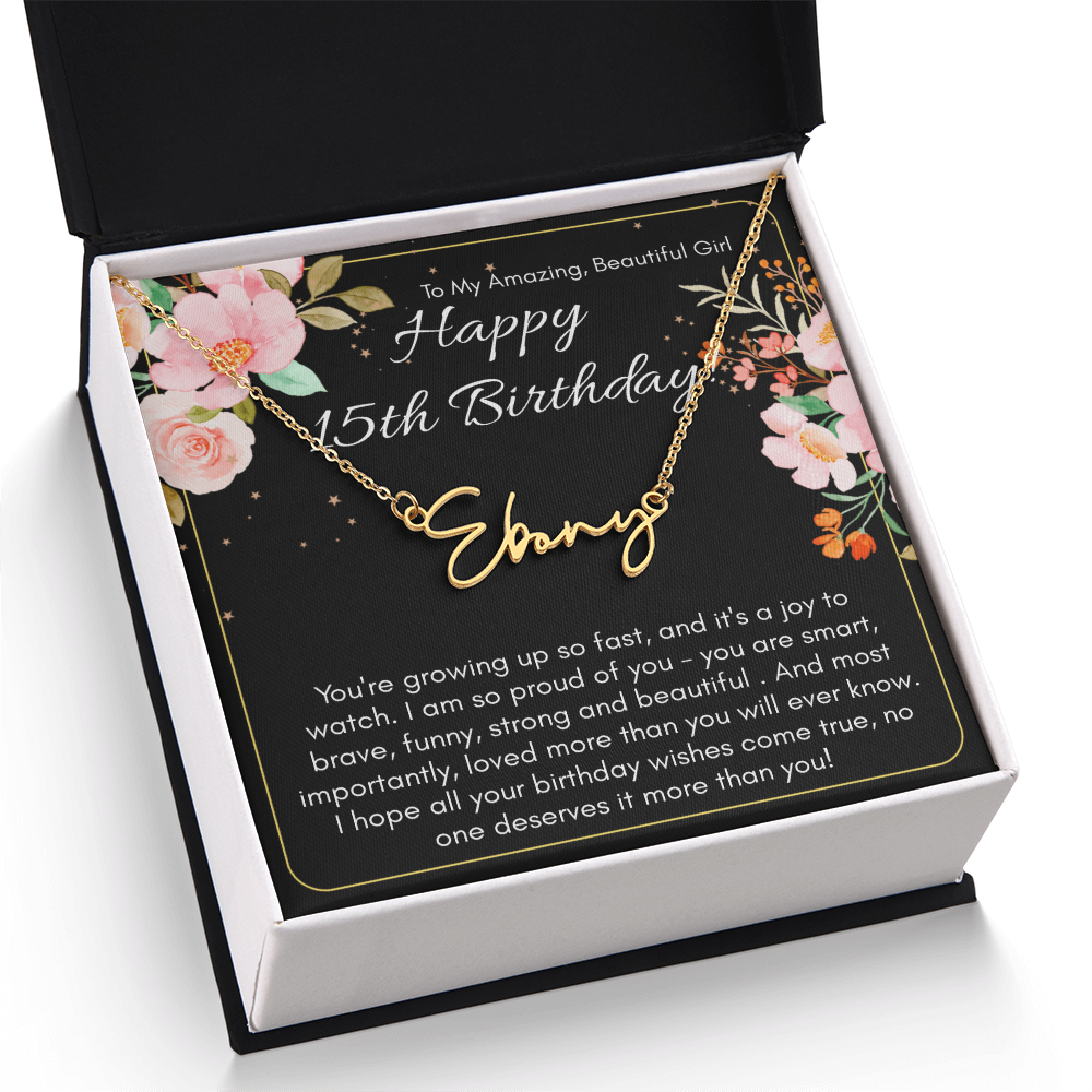 Personalized Name Necklace For A Girls 15th Birthday