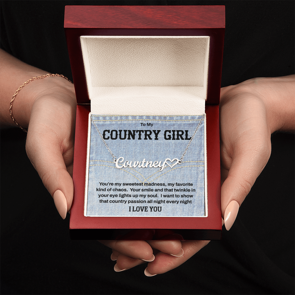 To My Country Girl - Personalized Name Necklace of Sweet Madness