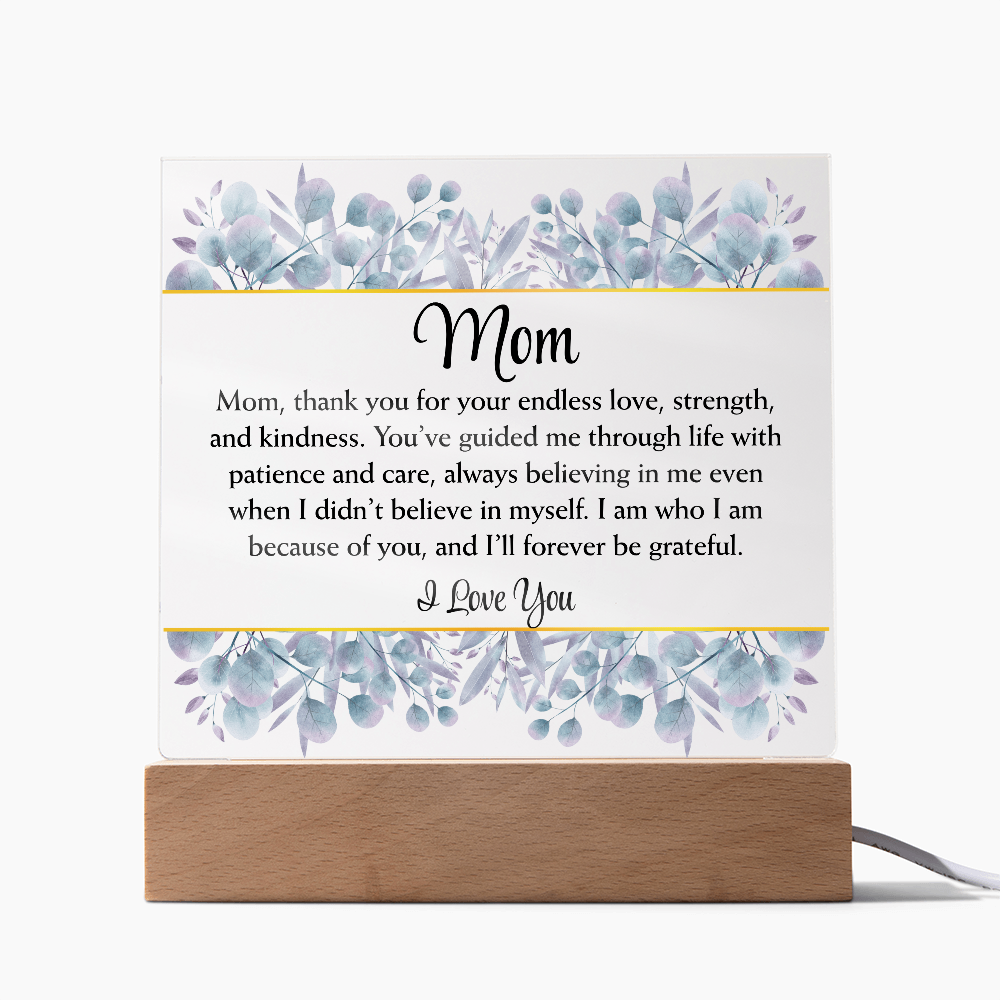 Mom Thank You for Your Endless Love Floral Light Up Acrylic Plaque