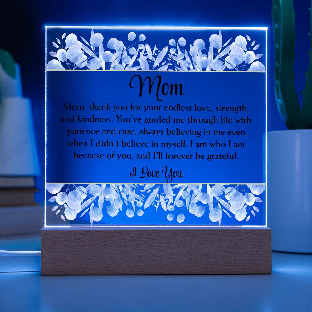 Mom Thank You for Your Endless Love Floral Light Up Acrylic Plaque