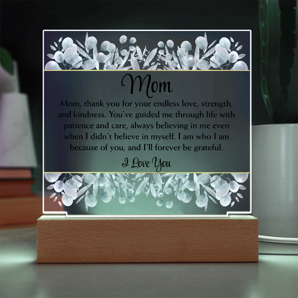 Mom Thank You for Your Endless Love Floral Light Up Acrylic Plaque