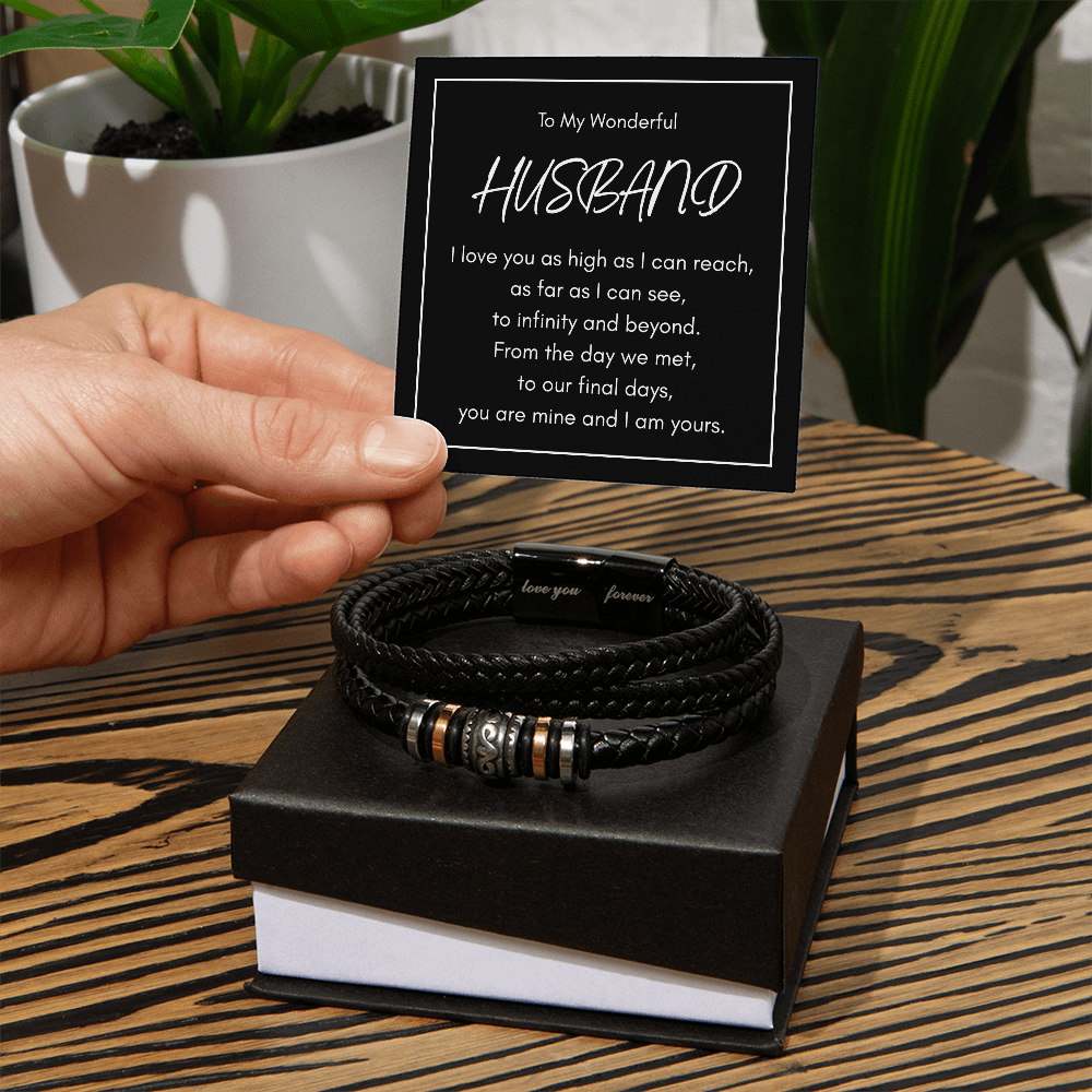 To My Wonderful Husband - The Infinity Love Men's Bracelet