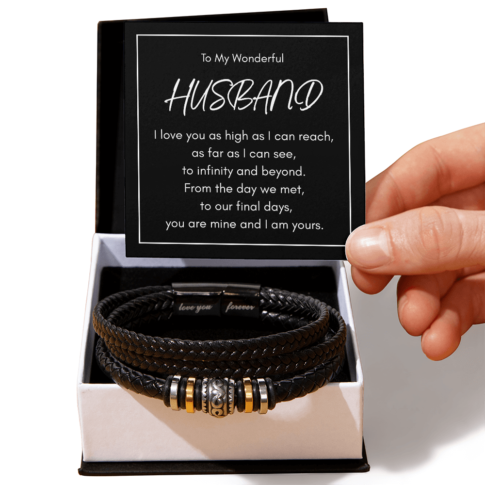 To My Wonderful Husband - The Infinity Love Men's Bracelet