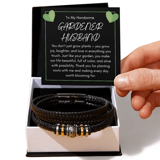Men's Bracelet Gift for Handsome Gardener Husband - A Love That Blooms Forever