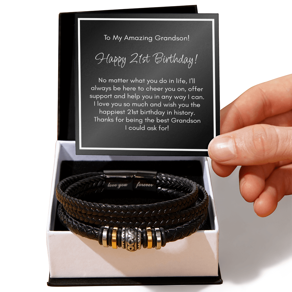 21st Birthday Bracelet For A Brilliant Grandson