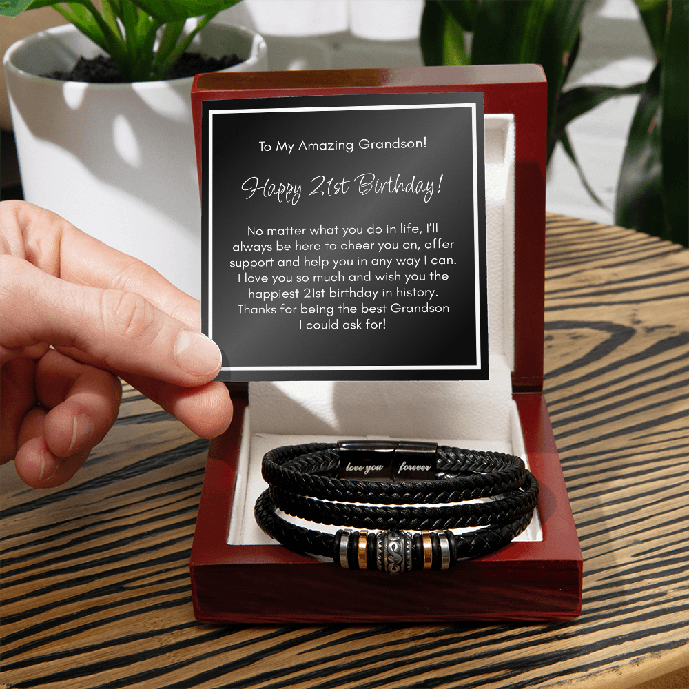 21st Birthday Bracelet For A Brilliant Grandson
