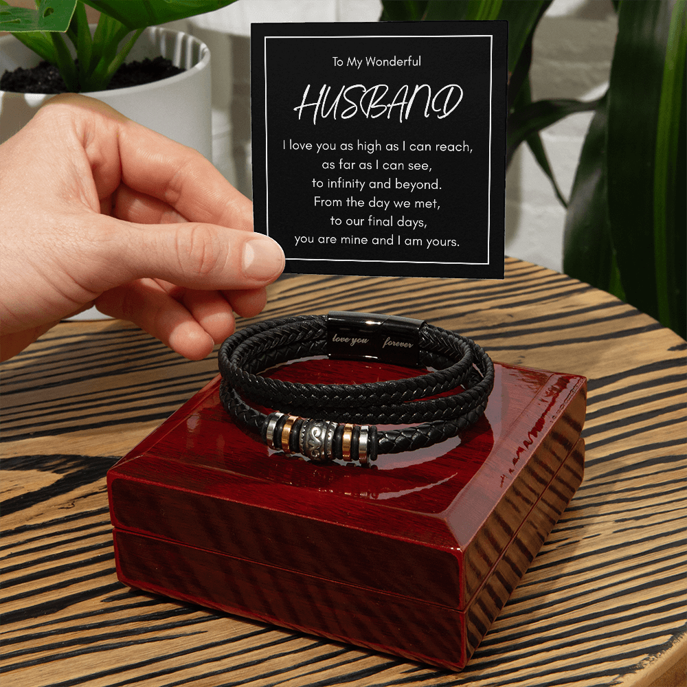 To My Wonderful Husband - The Infinity Love Men's Bracelet