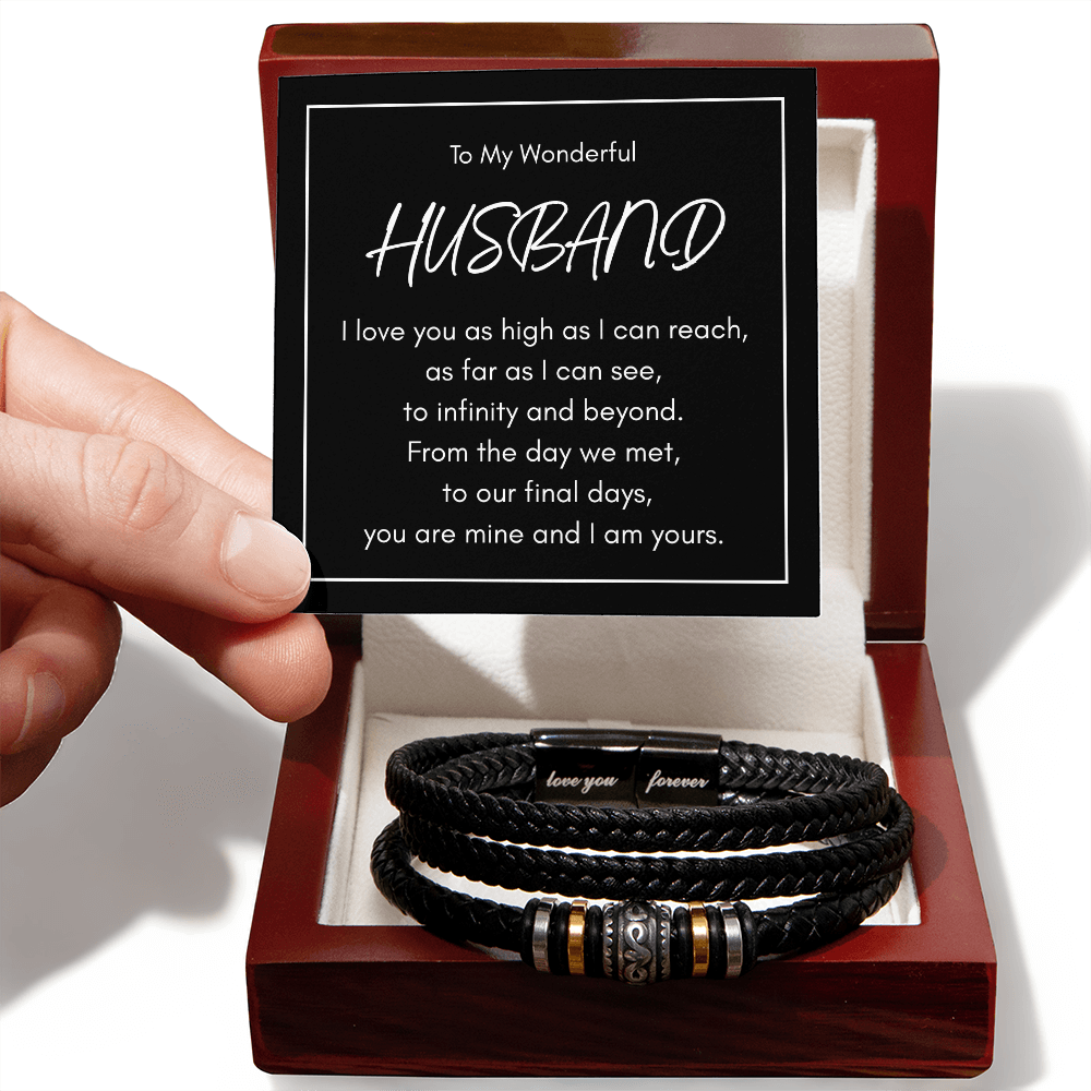 To My Wonderful Husband - The Infinity Love Men's Bracelet