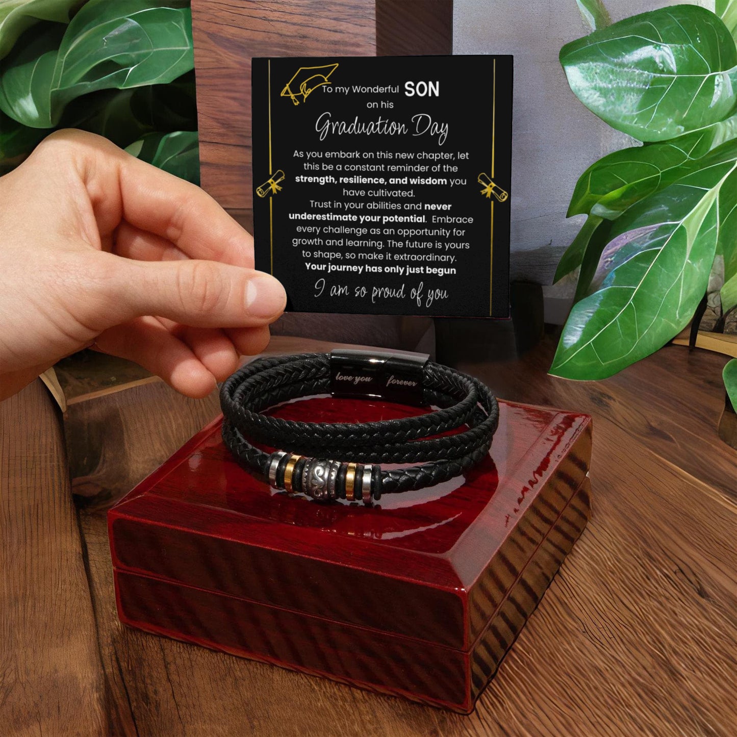 A Lifetime of Pride on His Wrist: The Son's Graduation Message Bracelet