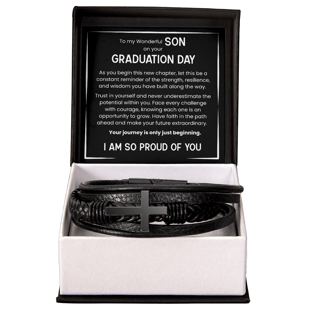 To My Wonderful Son Graduation Cross Bracelet