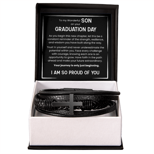 To My Wonderful Son Graduation Cross Bracelet