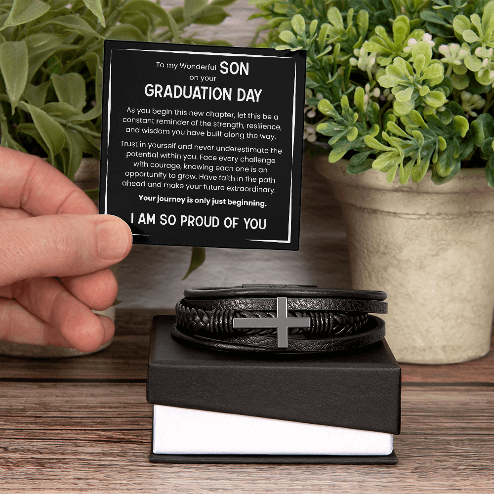 To My Wonderful Son Graduation Cross Bracelet
