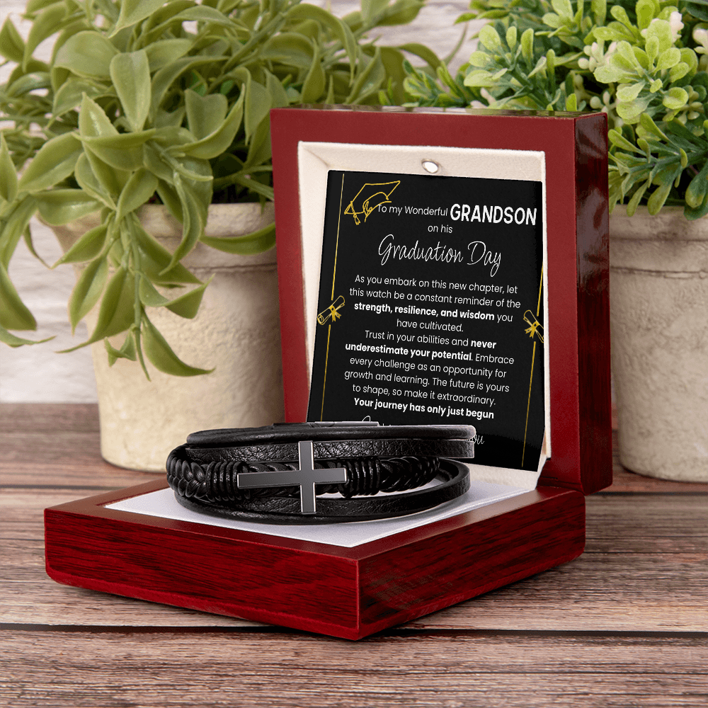 Inspire His Next Chapter: A Grandson's Graduation Message Bracelet and Keepsake Card