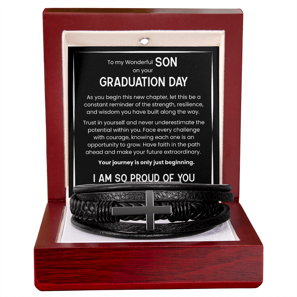To My Wonderful Son Graduation Cross Bracelet