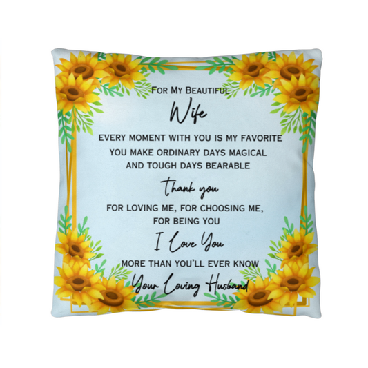 To My Beautiful Wife — Sunflower Love Pillow