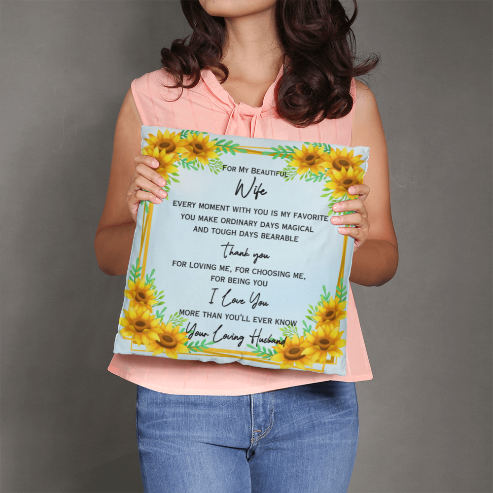 To My Beautiful Wife — Sunflower Love Pillow