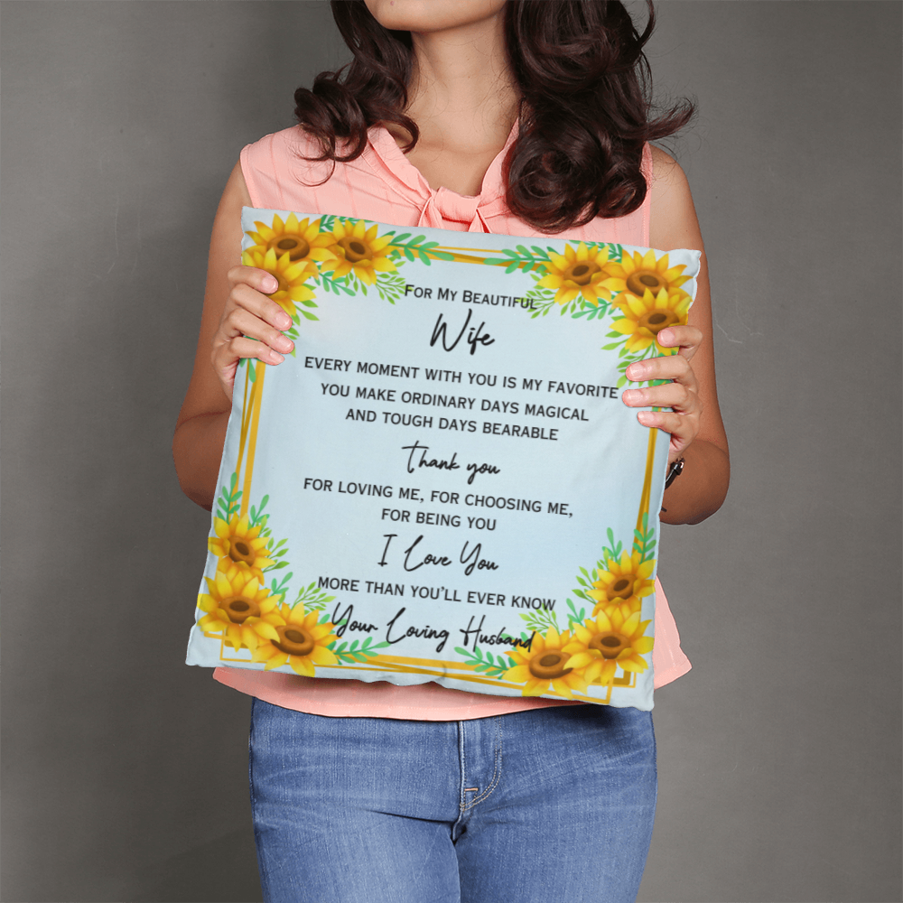 To My Beautiful Wife — Sunflower Love Pillow