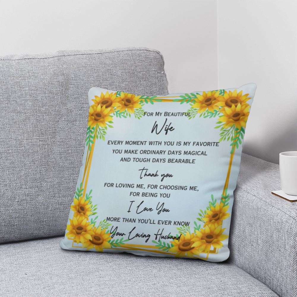 To My Beautiful Wife — Sunflower Love Pillow