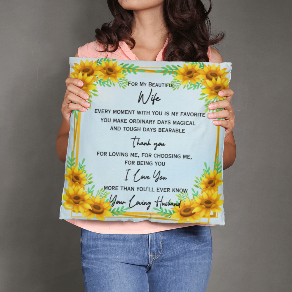 To My Beautiful Wife — Sunflower Love Pillow