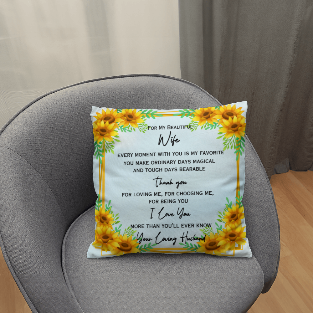 To My Beautiful Wife — Sunflower Love Pillow