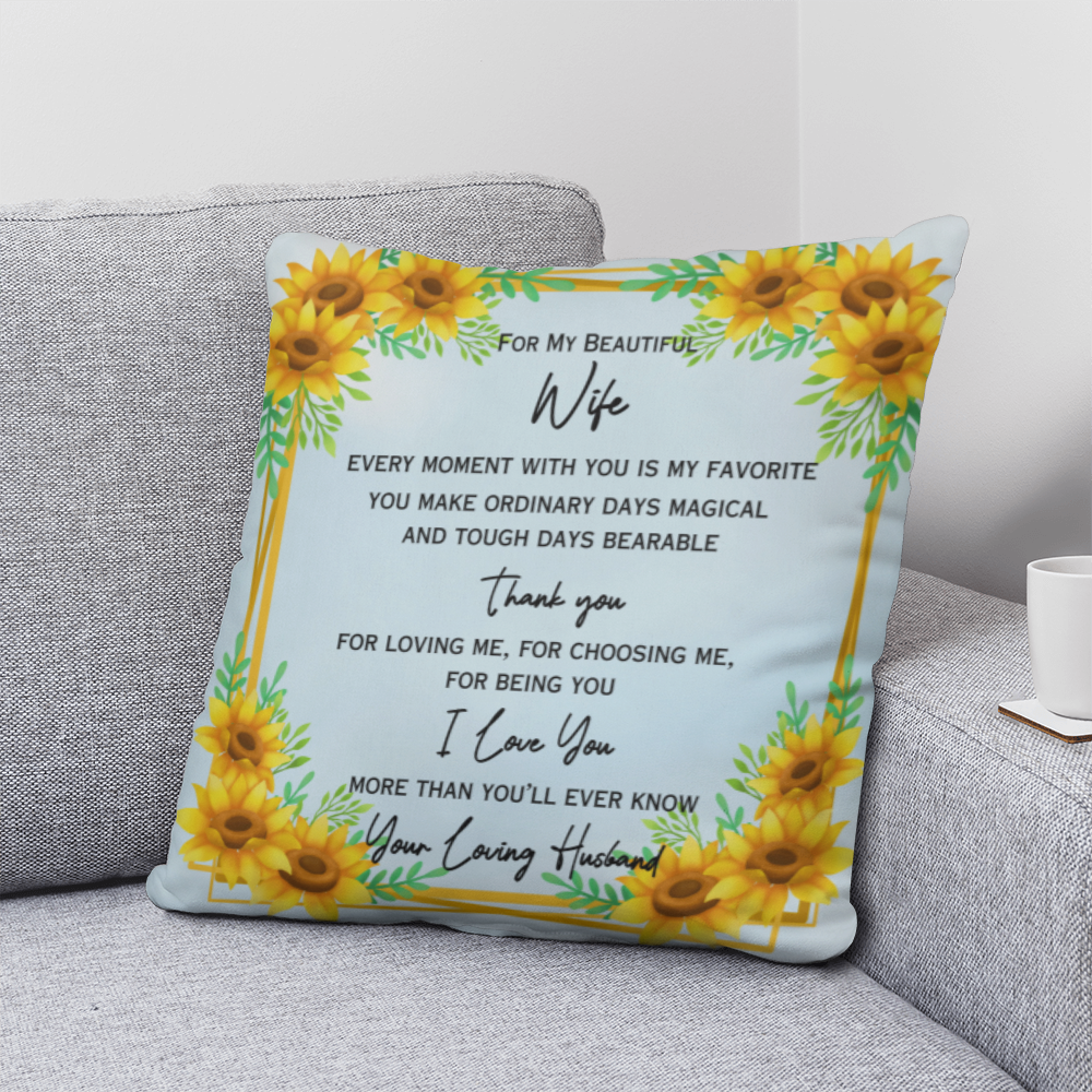 To My Beautiful Wife — Sunflower Love Pillow