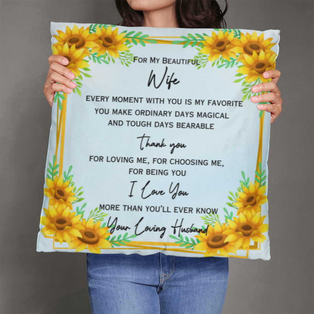 To My Beautiful Wife — Sunflower Love Pillow