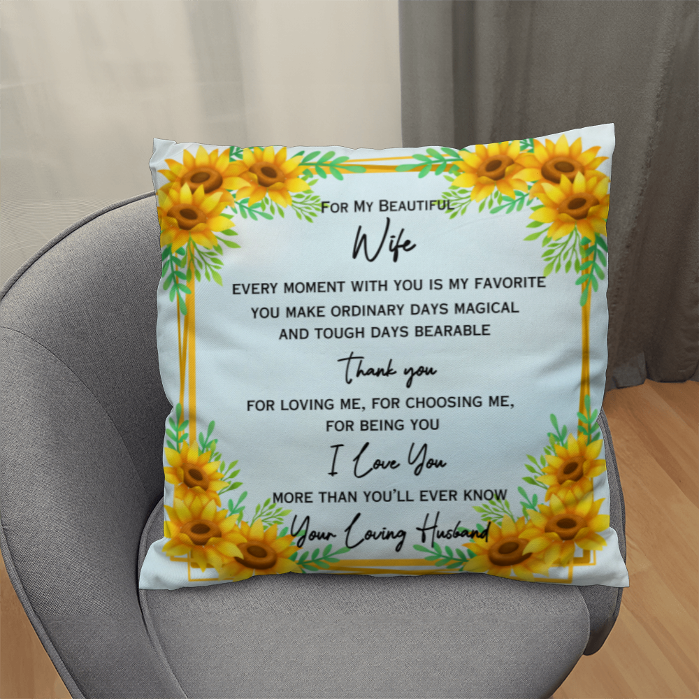 To My Beautiful Wife — Sunflower Love Pillow