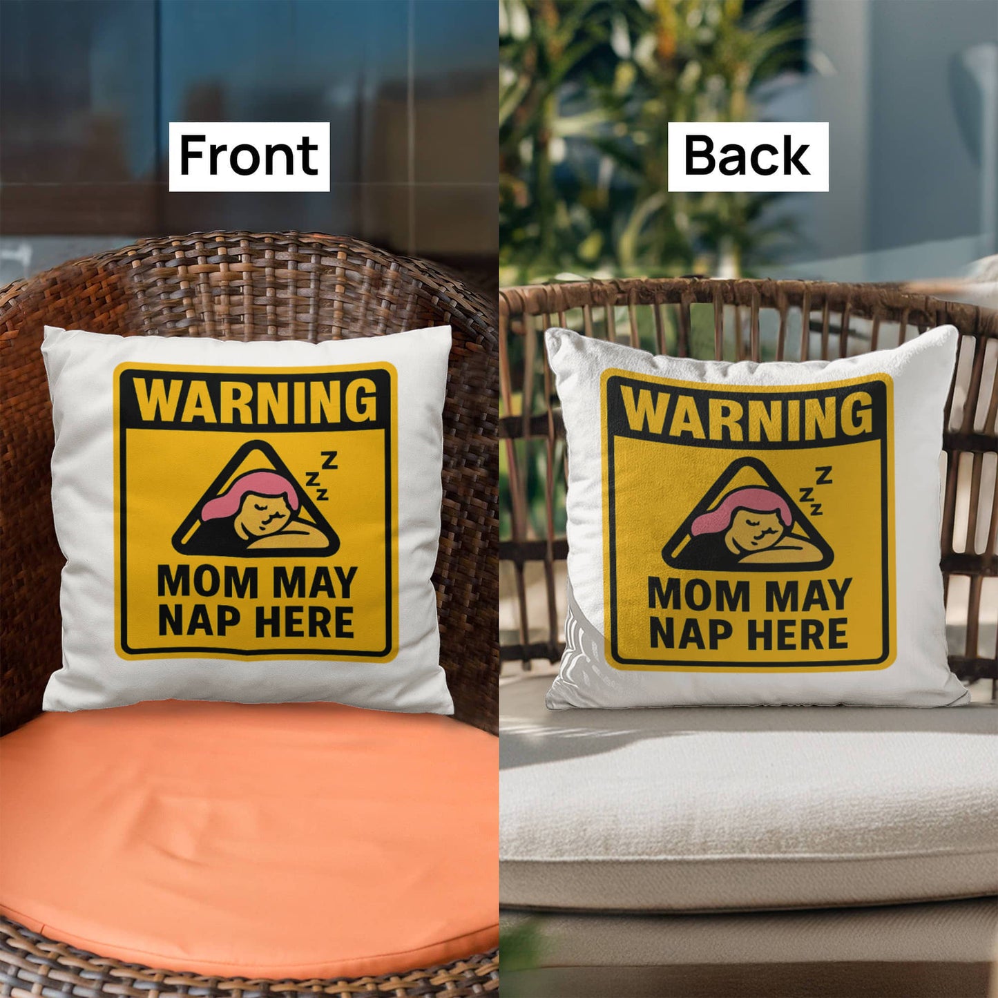 Warning: Mom May Nap Here – Funny Pillow For Mom