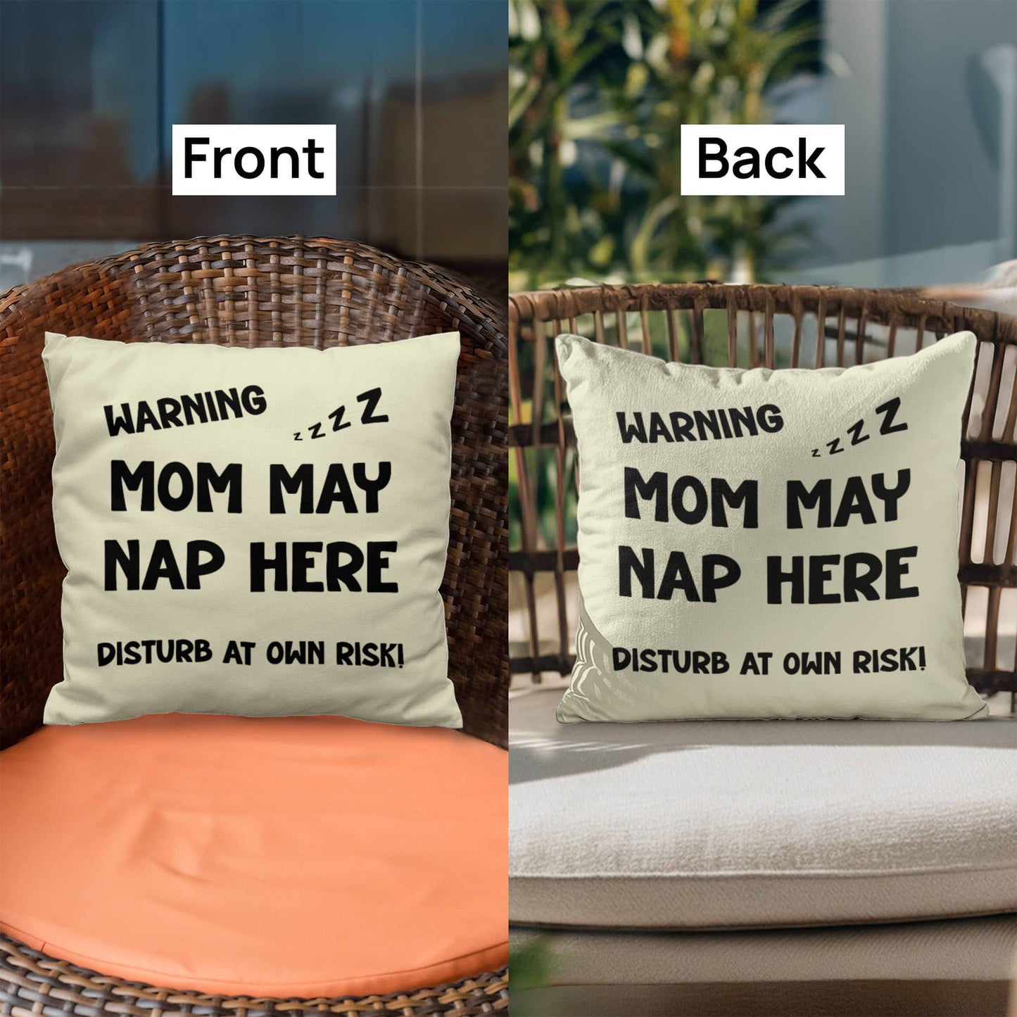 Warning: Mom May Nap Here, Disturb at Own Risk! – Funny Mom Pillow