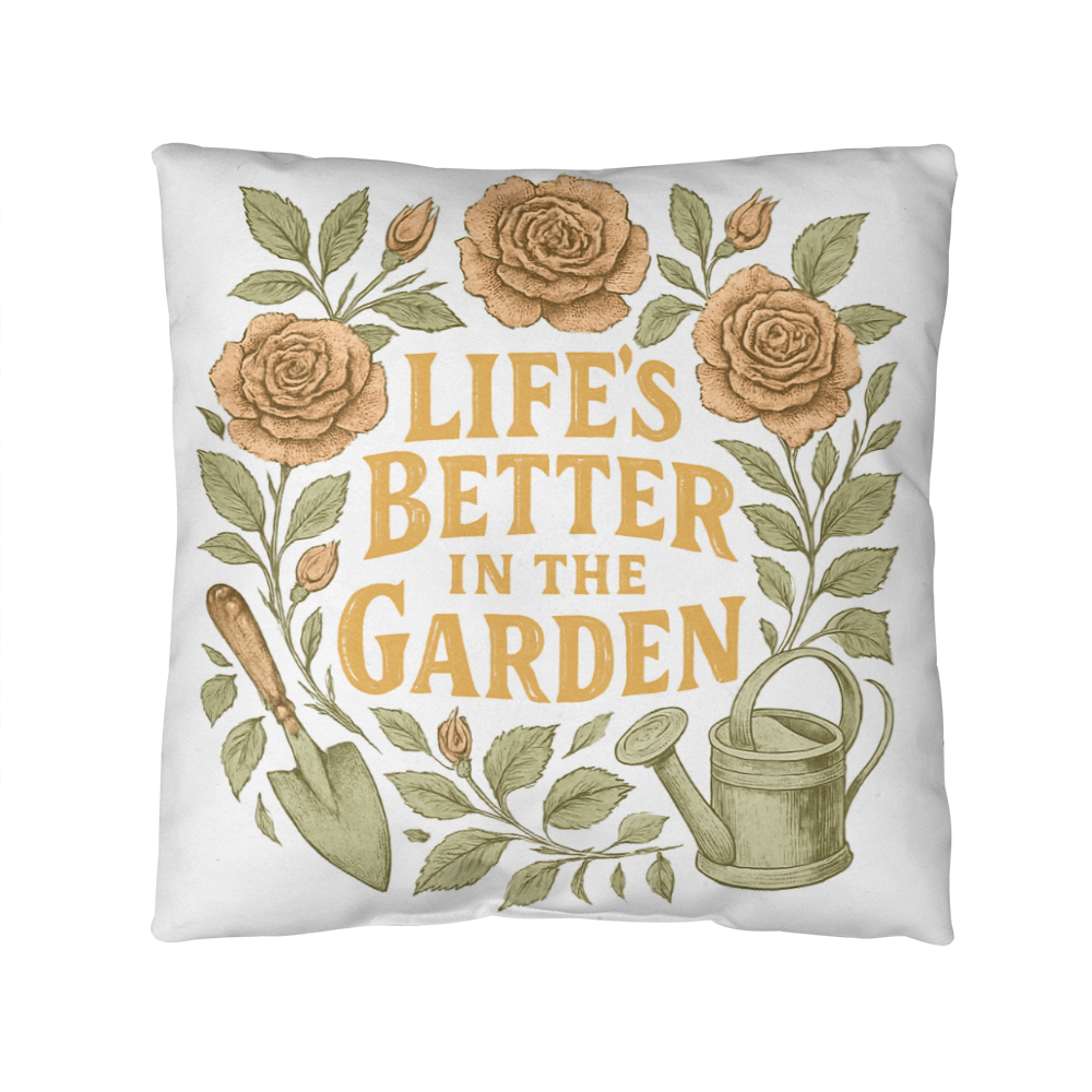 Life's Better in the Garden – Elegant Patio Pillow